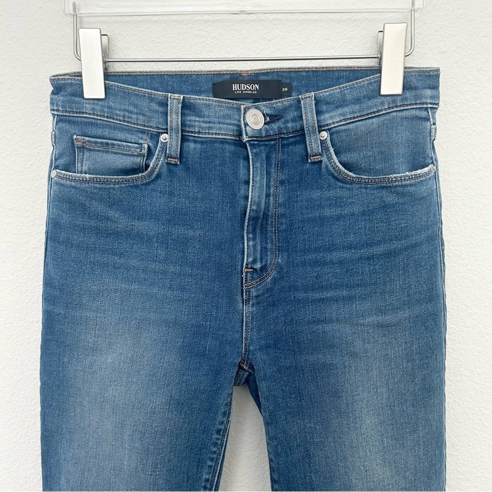 Hudson Jeans Barbara Straight Leg Denim Pants Ankle High Waist Blue Size 26 - Picture 2 of 16